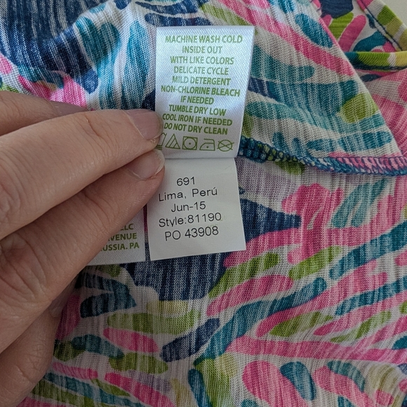 Lilly Pulitzer Gigi Tank Top Small Tropical Palm Print V Neck Cotton - Picture 5 of 8